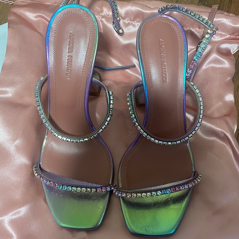 Amina muaddi lED multicolor sling back